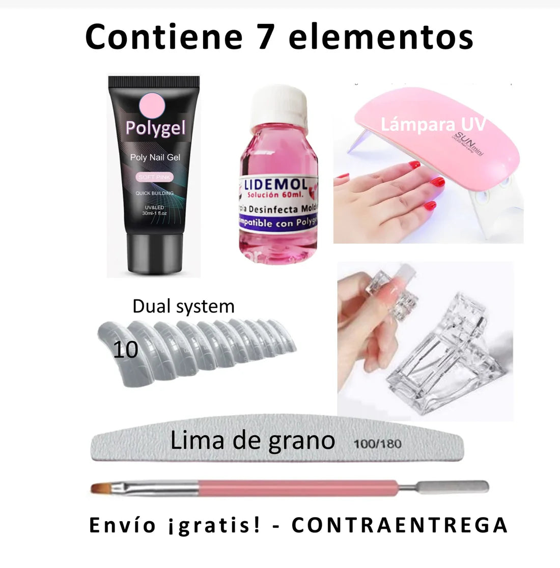 💅✨ Kit de Polygel: Uñas perfectas en casa ✨💖 7 Elementos