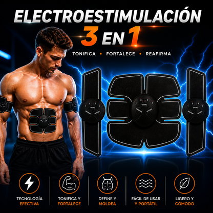 Tonifica tus músculos, donde y cuando quieras 🚀 Gimnasia Pasiva 3 En 1 ⚡ Electroestimulación