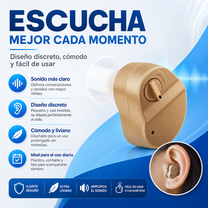 Audífono Amplificador Auditivo Intraauricular – Sonido Más Claro y Cómodo en Minutos