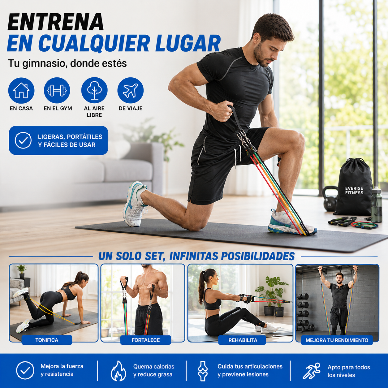 Bandas de Resistencia Profesionales | Entrena Todo tu Cuerpo Desde el Primer Día