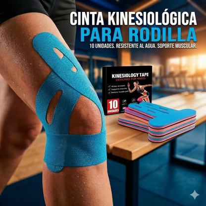 🦵 Cinta Kinesiológica Precortada para Rodilla - 10 UNIDADES
