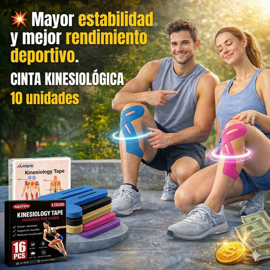 🦵 Cinta Kinesiológica Precortada para Rodilla - 10 UNIDADES