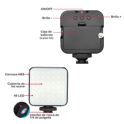 📱🎬 Kit Creador de Contenido: Estabilizador para Celular + Luz LED + Micrófono