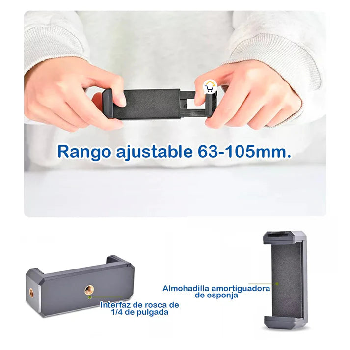 📱🎬 Kit Creador de Contenido: Estabilizador para Celular + Luz LED + Micrófono