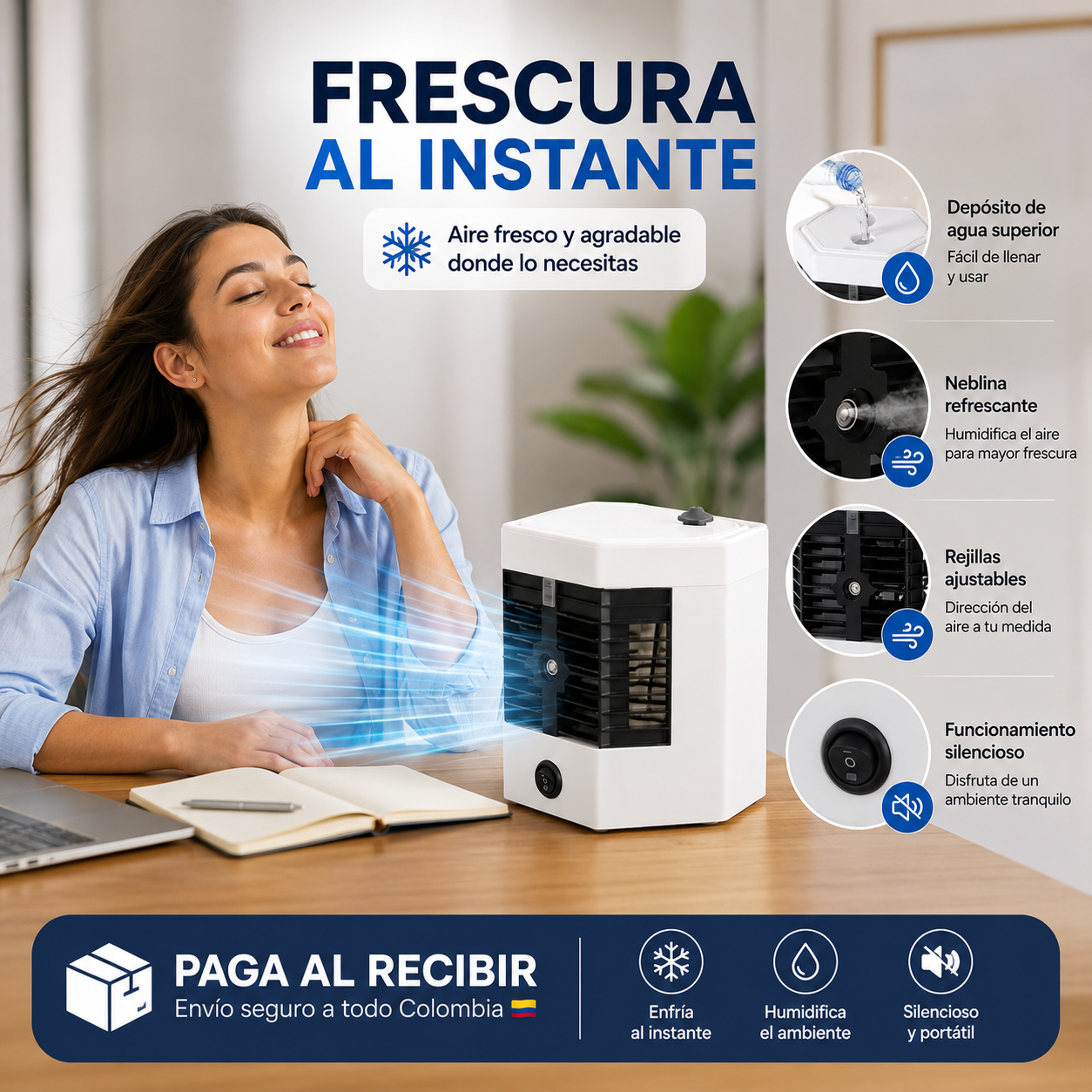 Aire Acondicionado Portatil ❄️✨ Tu espacio fresco en minutos