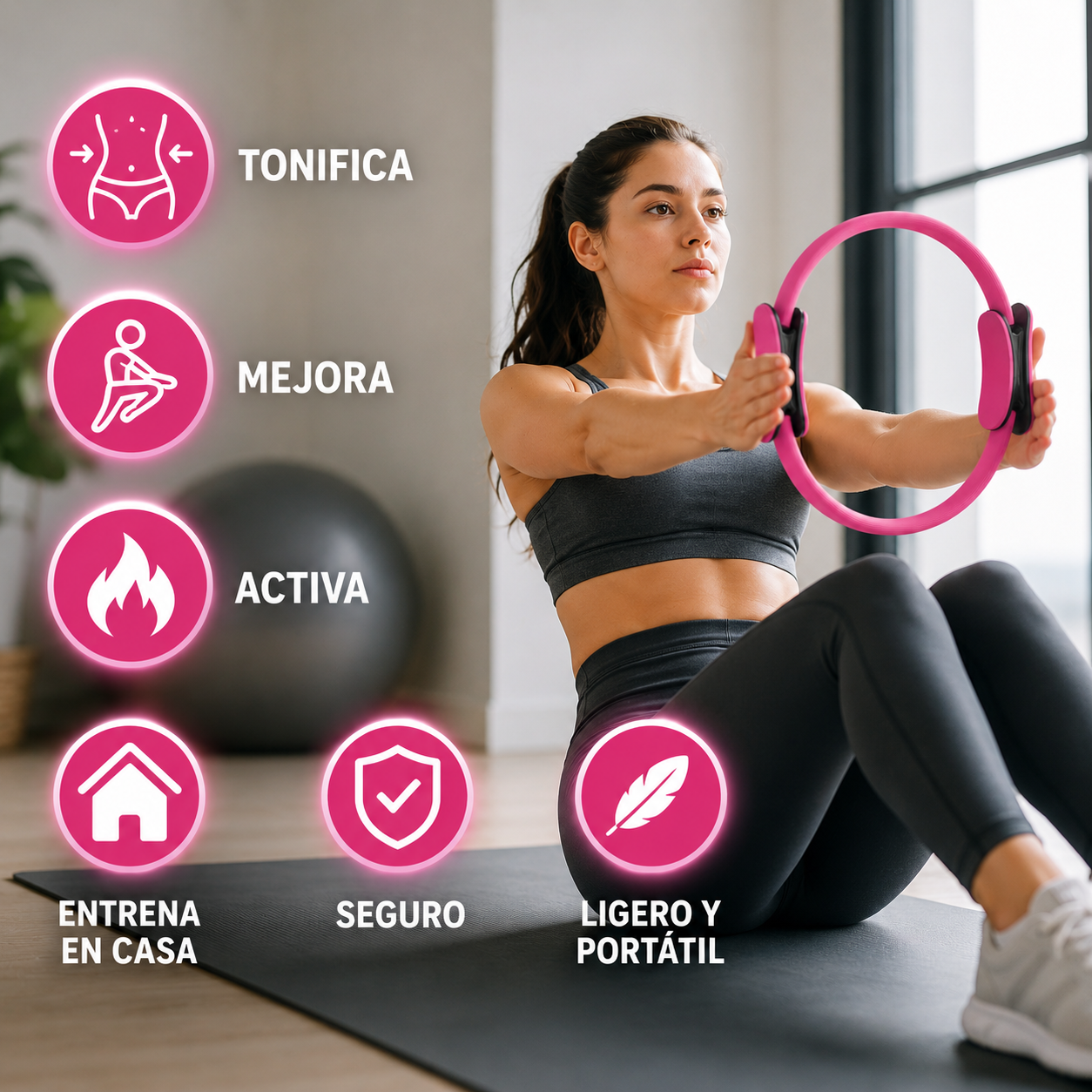 💖 Anillo de Pilates ✨ Tonifica Todo tu Cuerpo desde Casa en Solo Minutos al Día